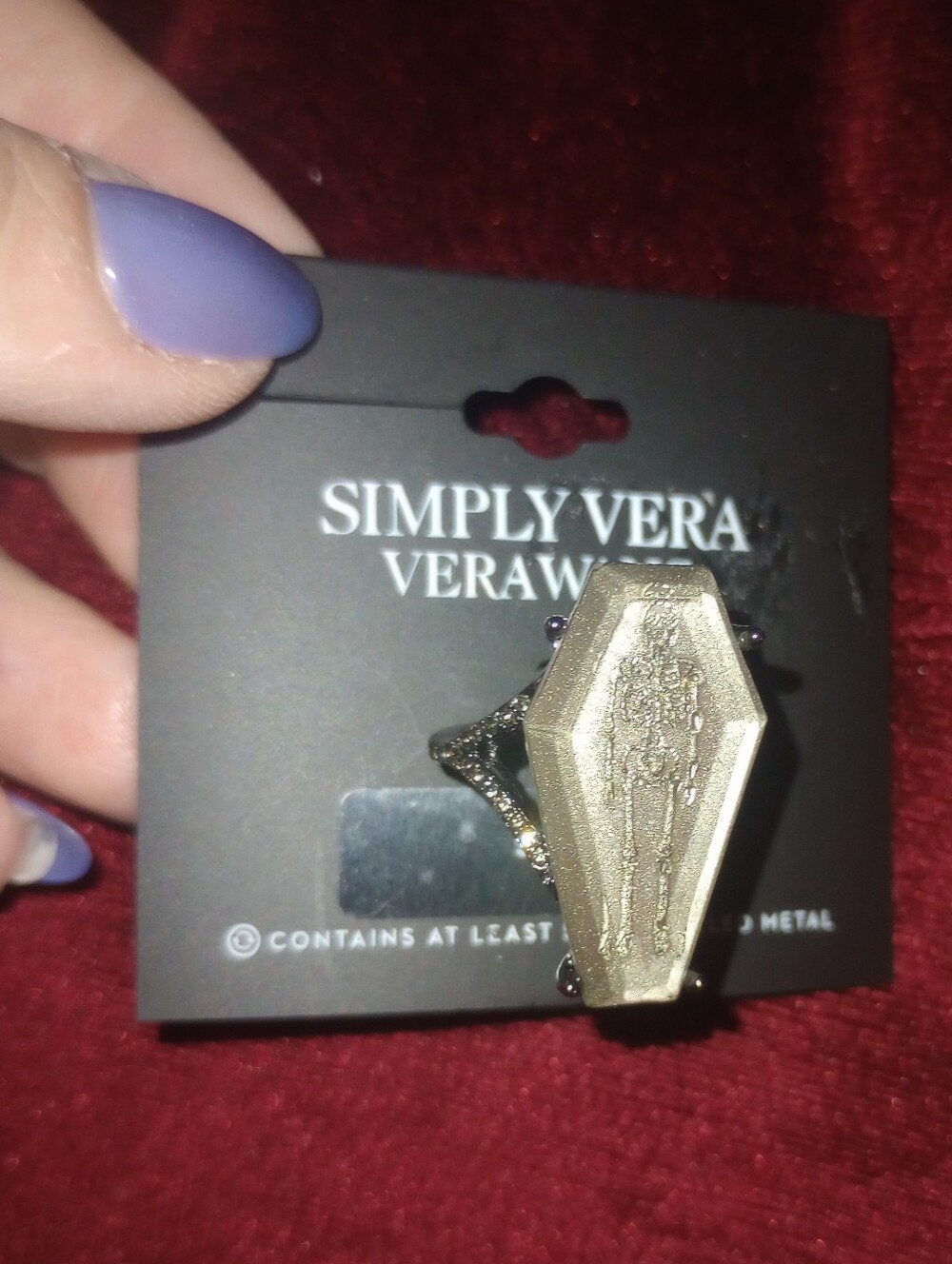 Simply Vera Vera Wang Gold And Gunmetal Coffin With Skeleton Statement Ring